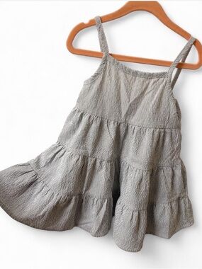 Colored Organics - Kids Striped Gray Tiered Sundress